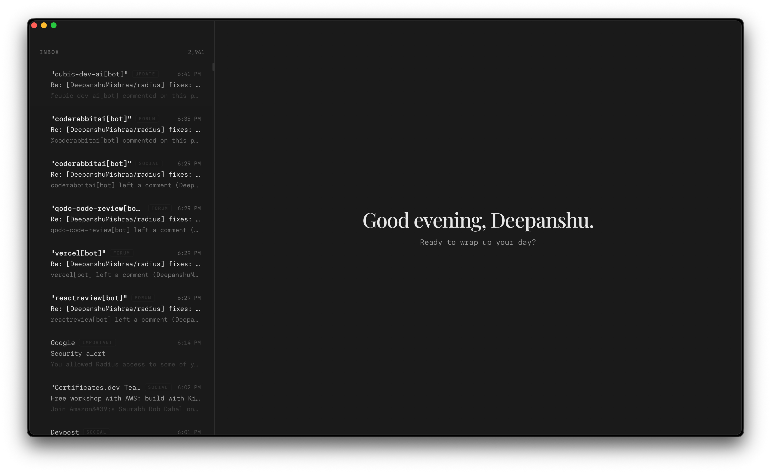 Radius Dark Mode